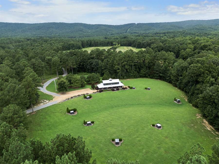 Aerial view over the plantation toward the Armuchee ridges